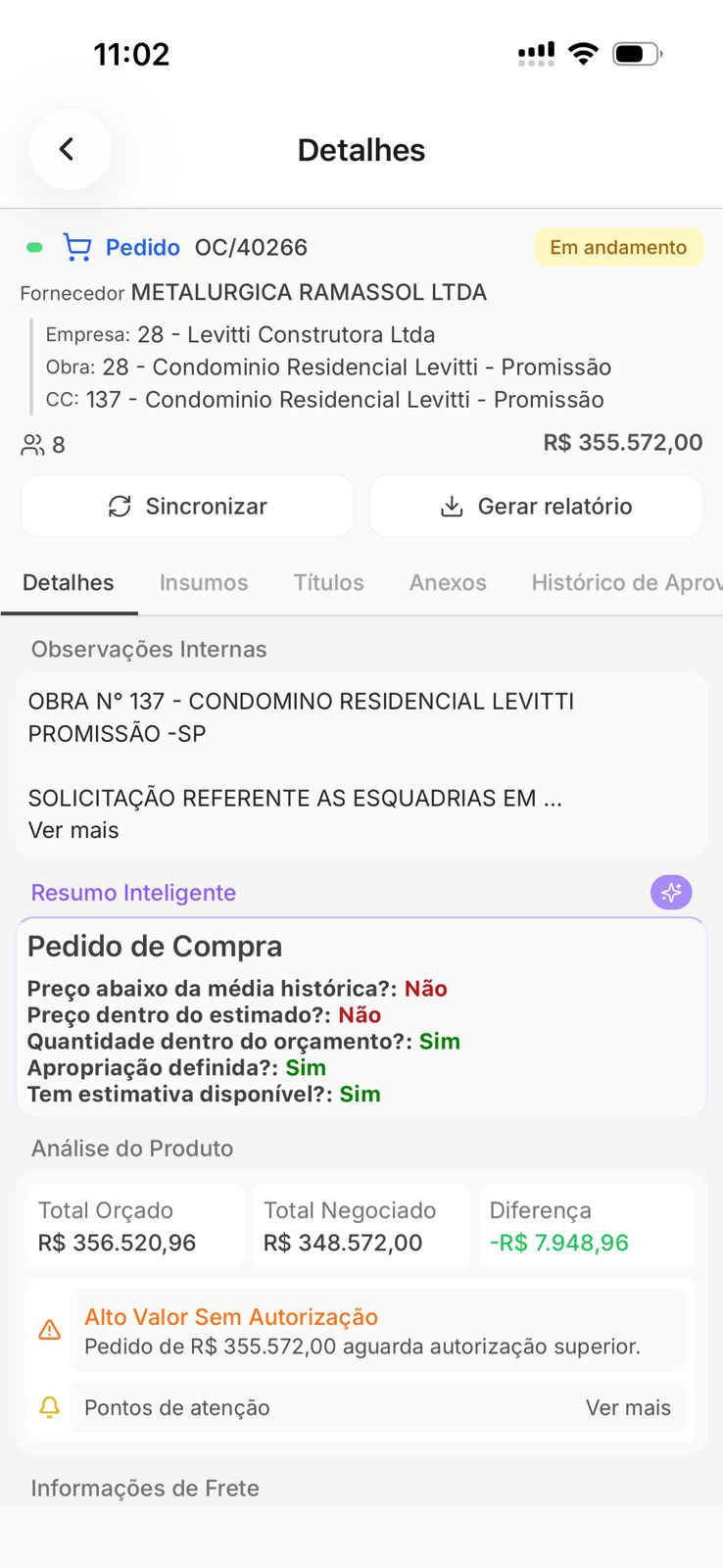 Detalhe com Resumo Inteligente